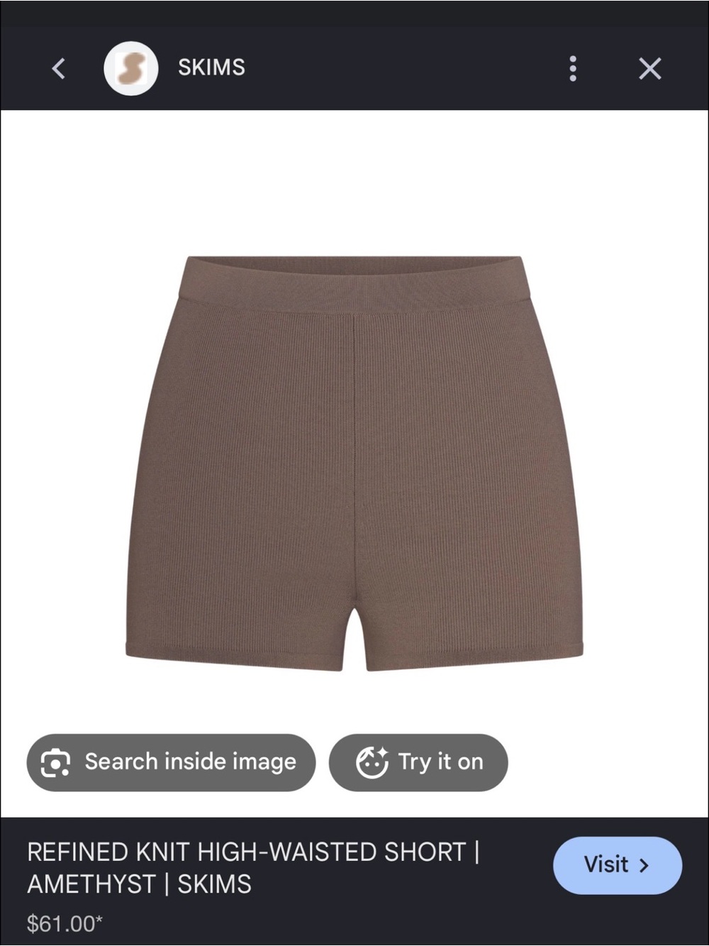 SKIMS High-Waisted Refined Knit Shorts — Amethyst Brown